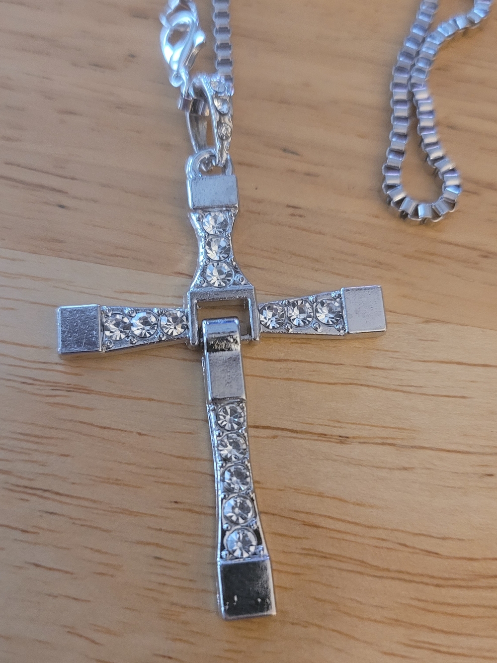 Silver Crystal Cross Pendant Necklace - Elegant Jewelry